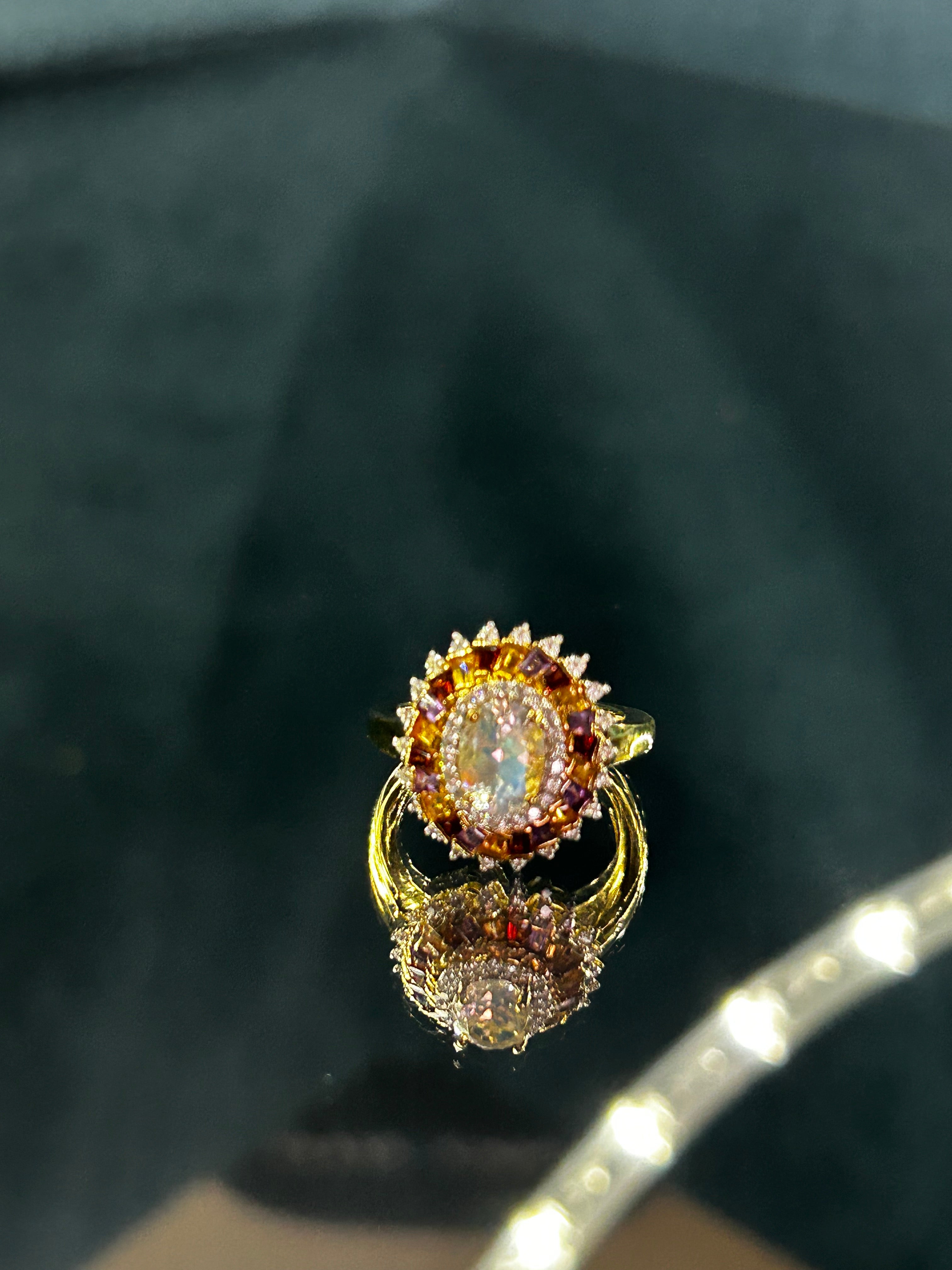 Malagasy Moonstone And Multi Gem ring