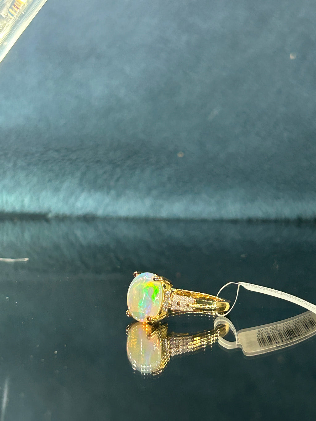 Opal Ring With Diamond and Tourmaline Accents