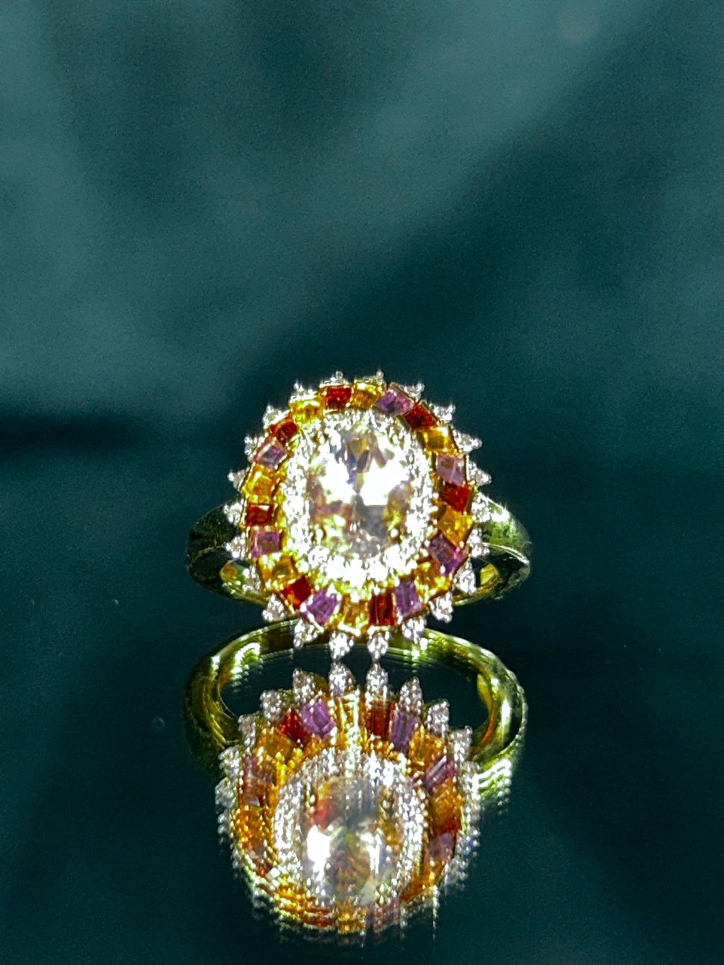 Malagasy Moonstone And Multi Gem ring