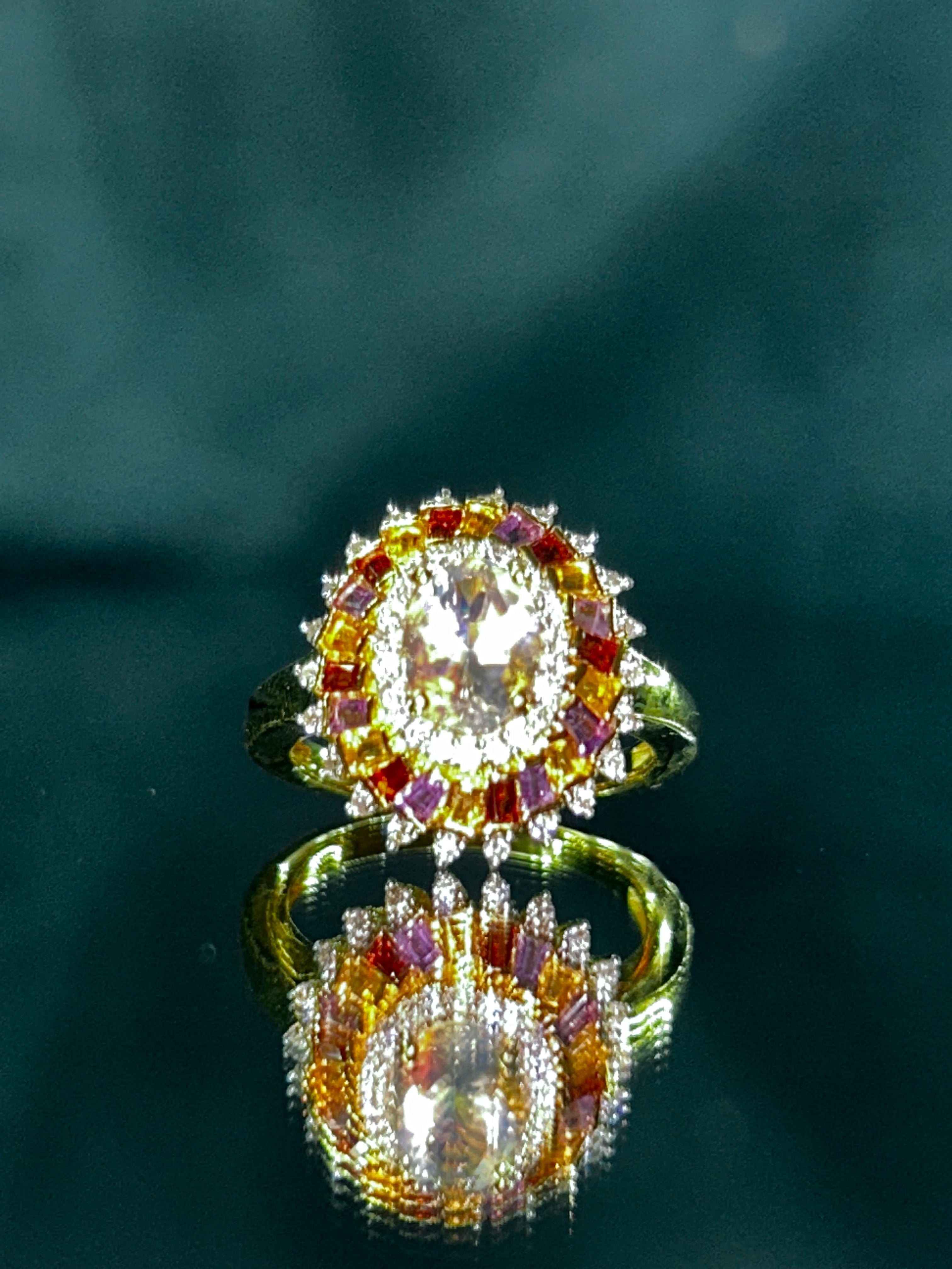 Malagasy Moonstone And Multi Gem ring