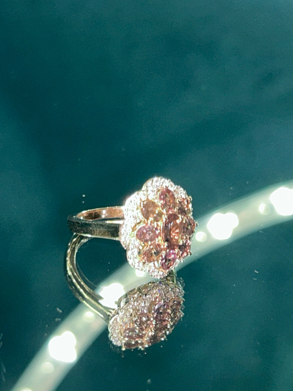 Color Change Garnet and Moissanite Ring