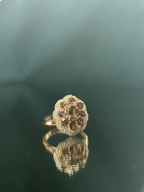 Color Change Garnet and Moissanite Ring