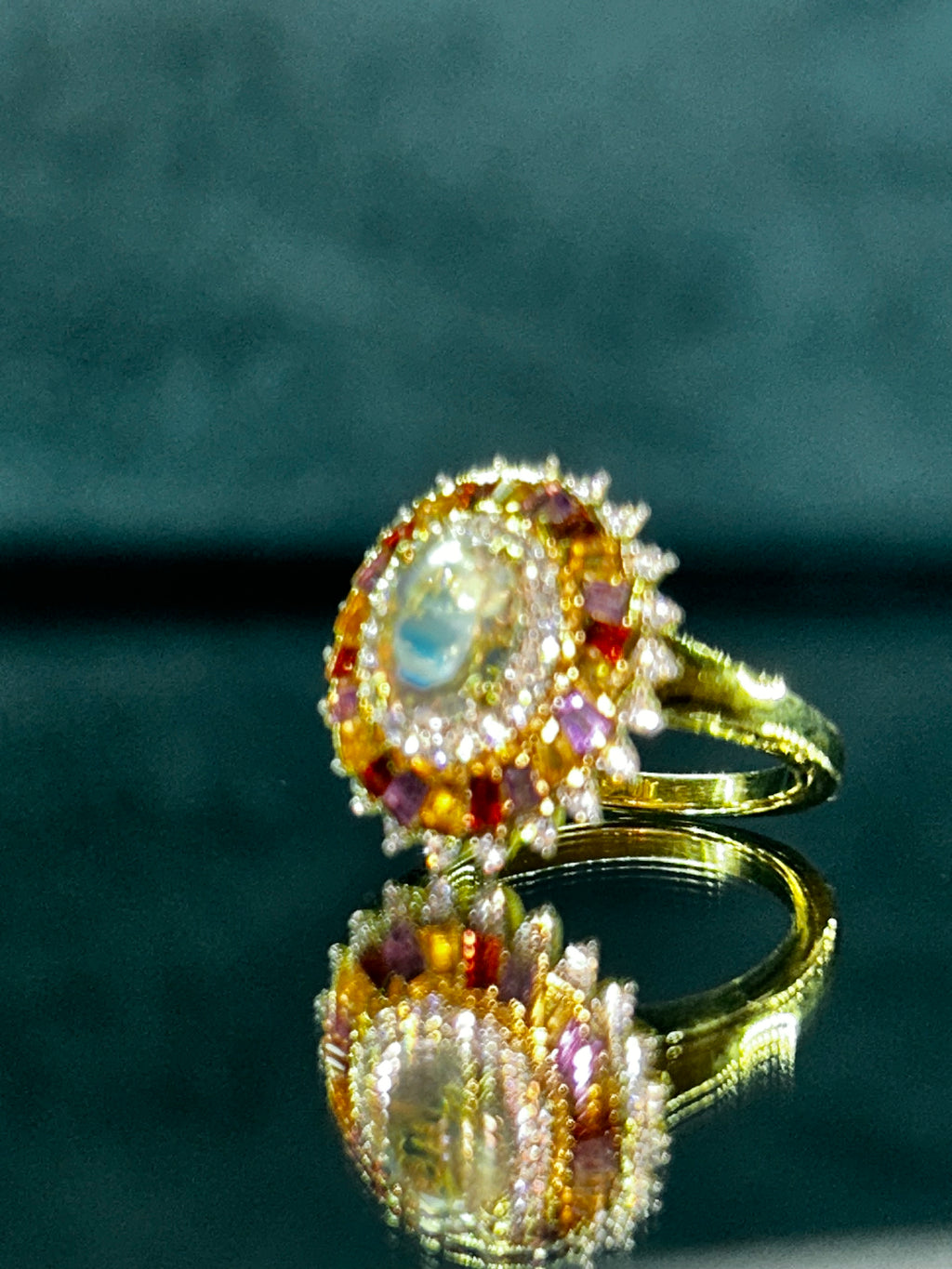 Malagasy Moonstone And Multi Gem ring