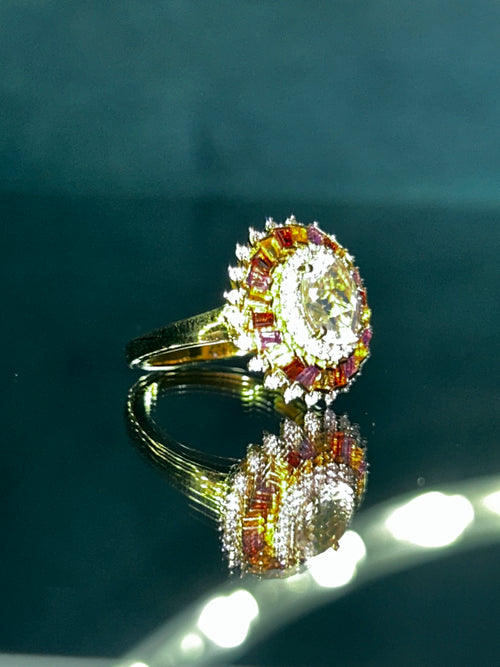 Malagasy Moonstone And Multi Gem ring