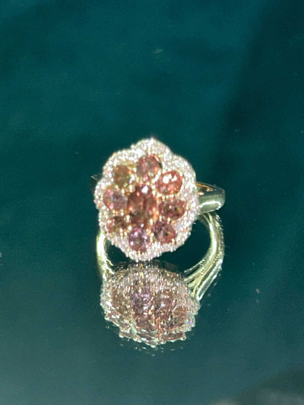 Color Change Garnet and Moissanite Ring