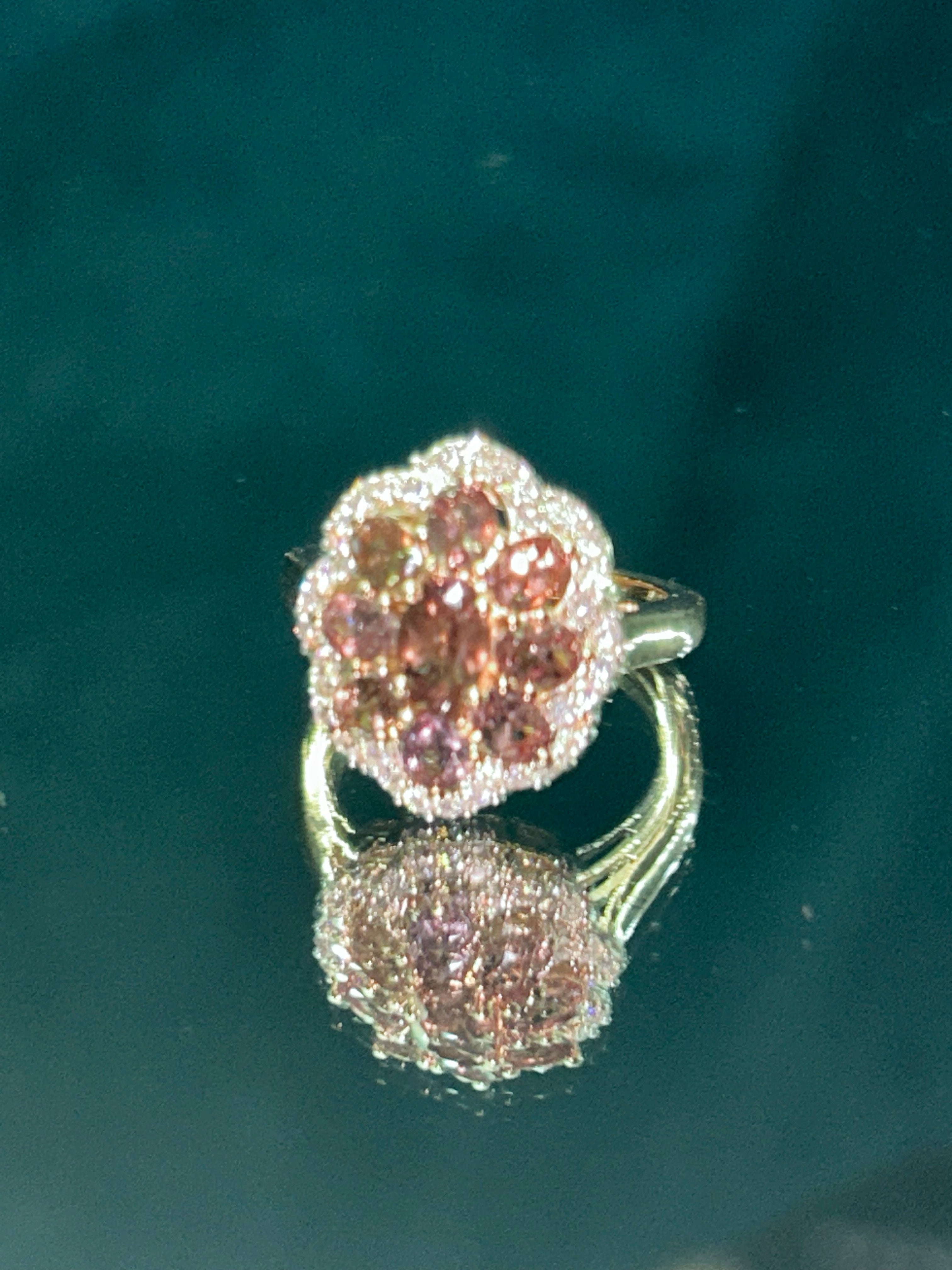 Color Change Garnet and Moissanite Ring