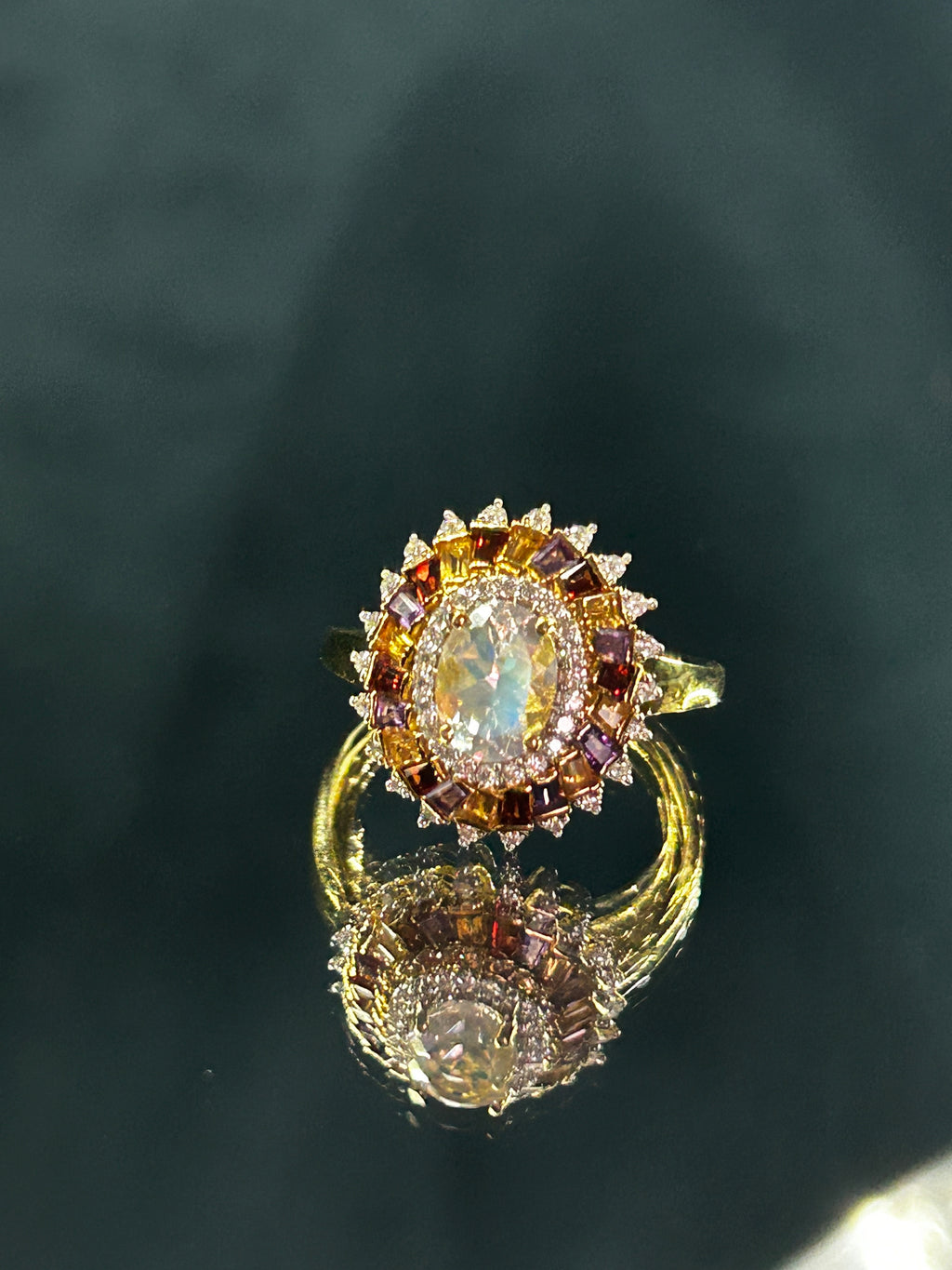 Malagasy Moonstone And Multi Gem ring