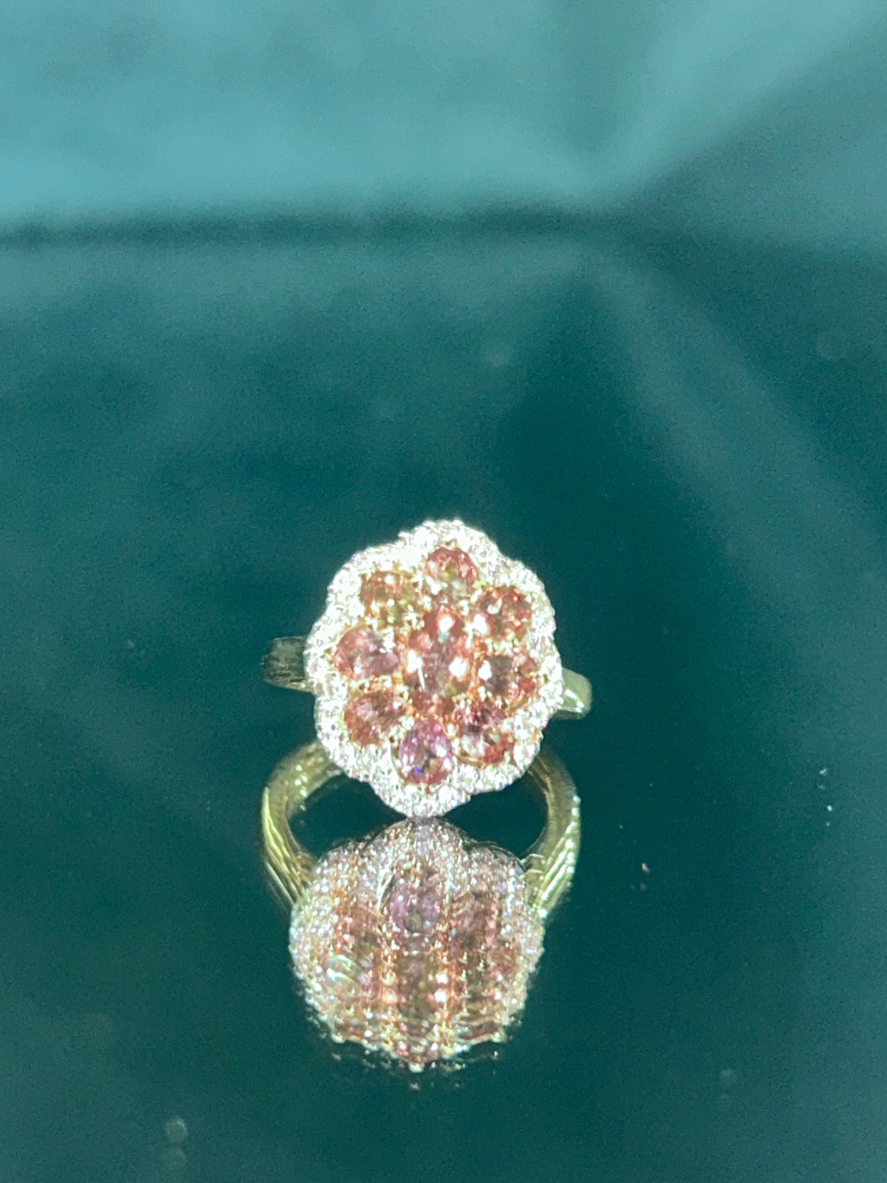 Color Change Garnet and Moissanite Ring