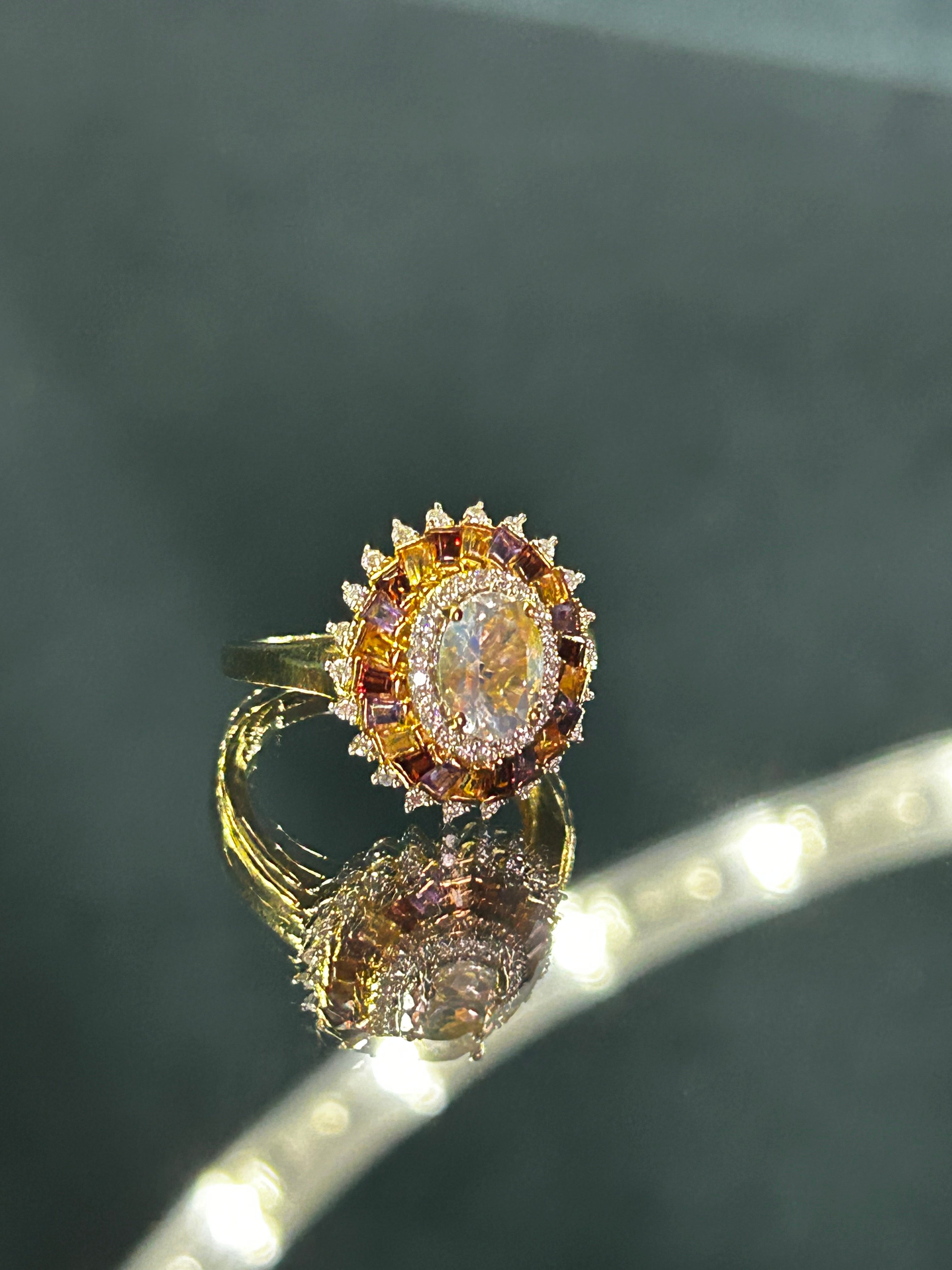 Malagasy Moonstone And Multi Gem ring