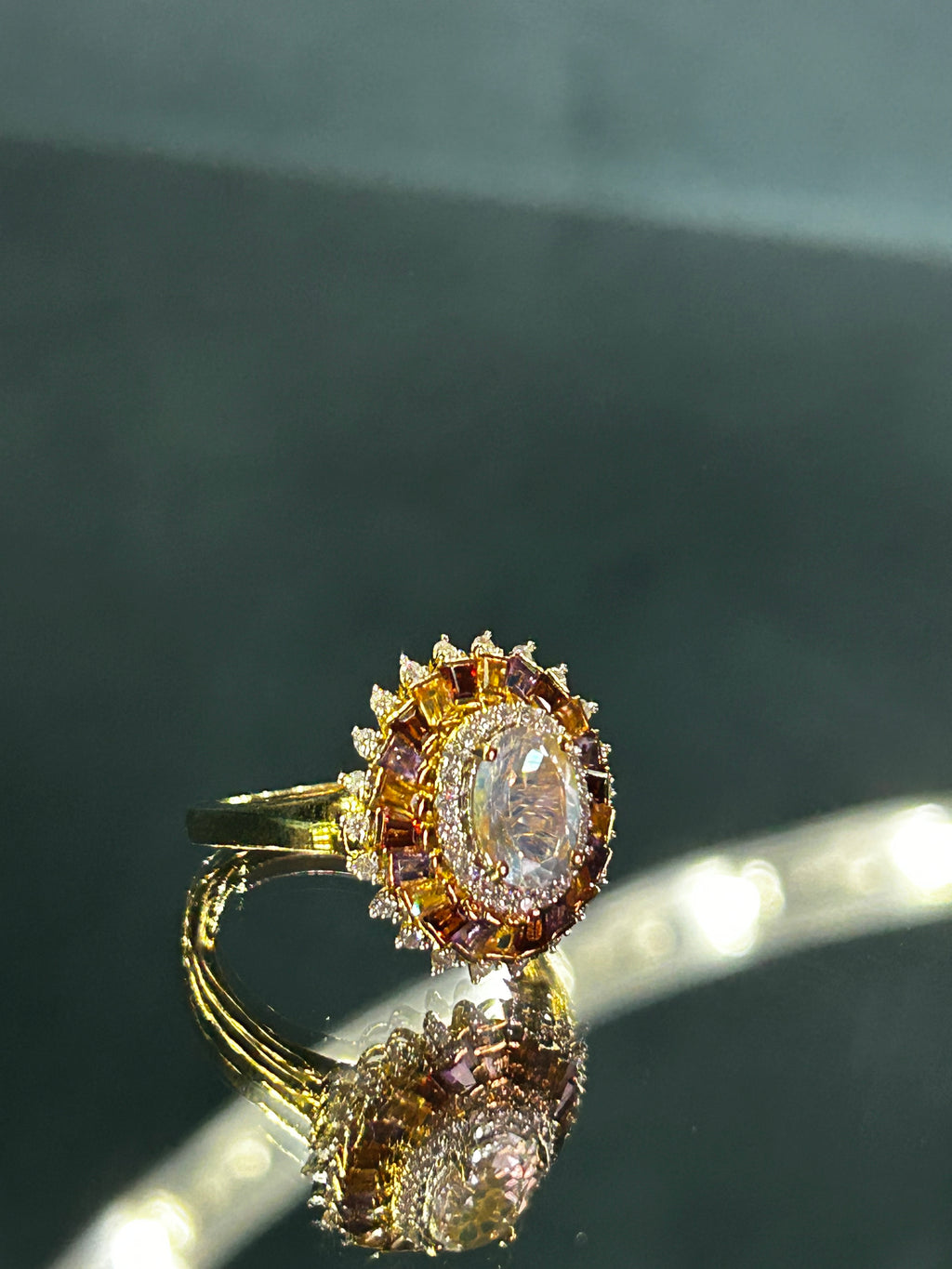 Malagasy Moonstone And Multi Gem ring