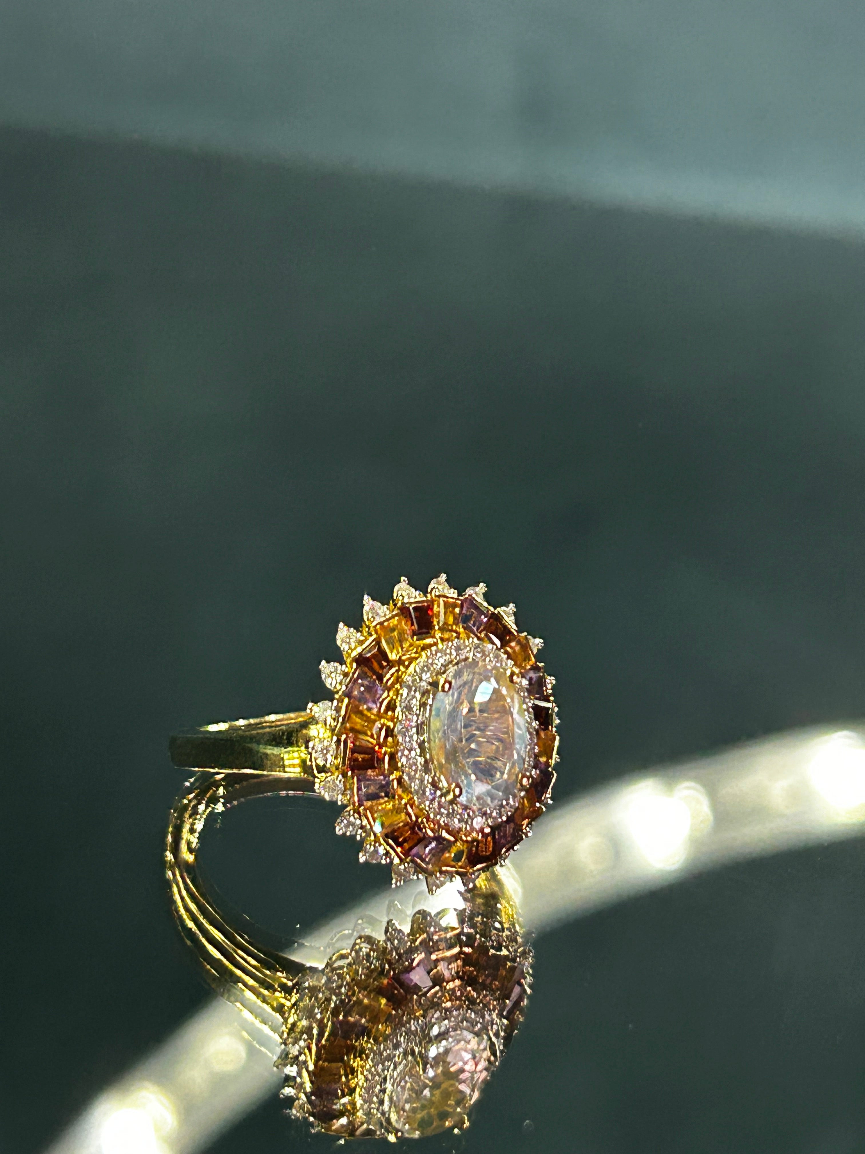 Malagasy Moonstone And Multi Gem ring