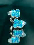 Blue Opal Quartz Twin Frog Ring