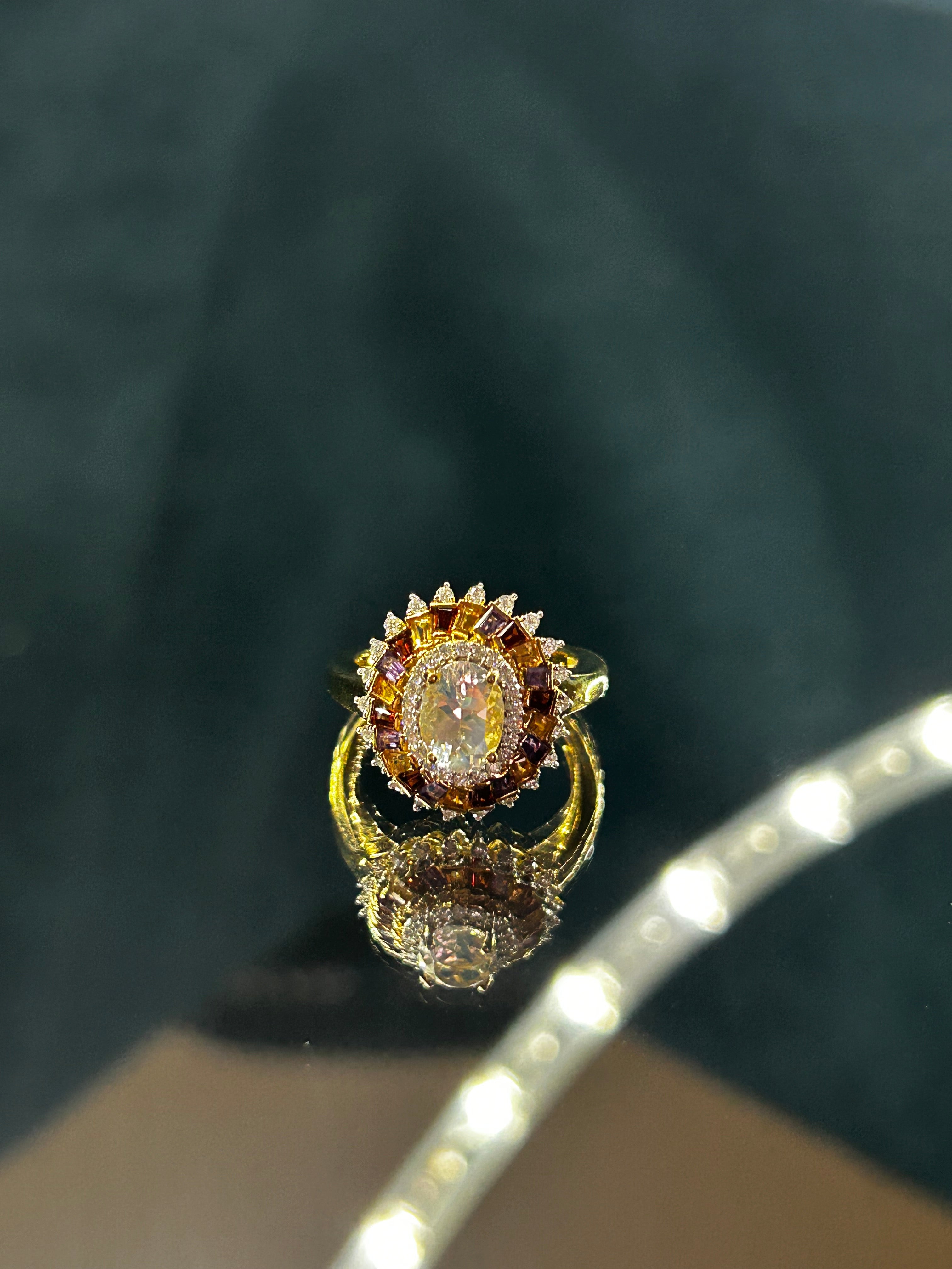 Malagasy Moonstone And Multi Gem ring