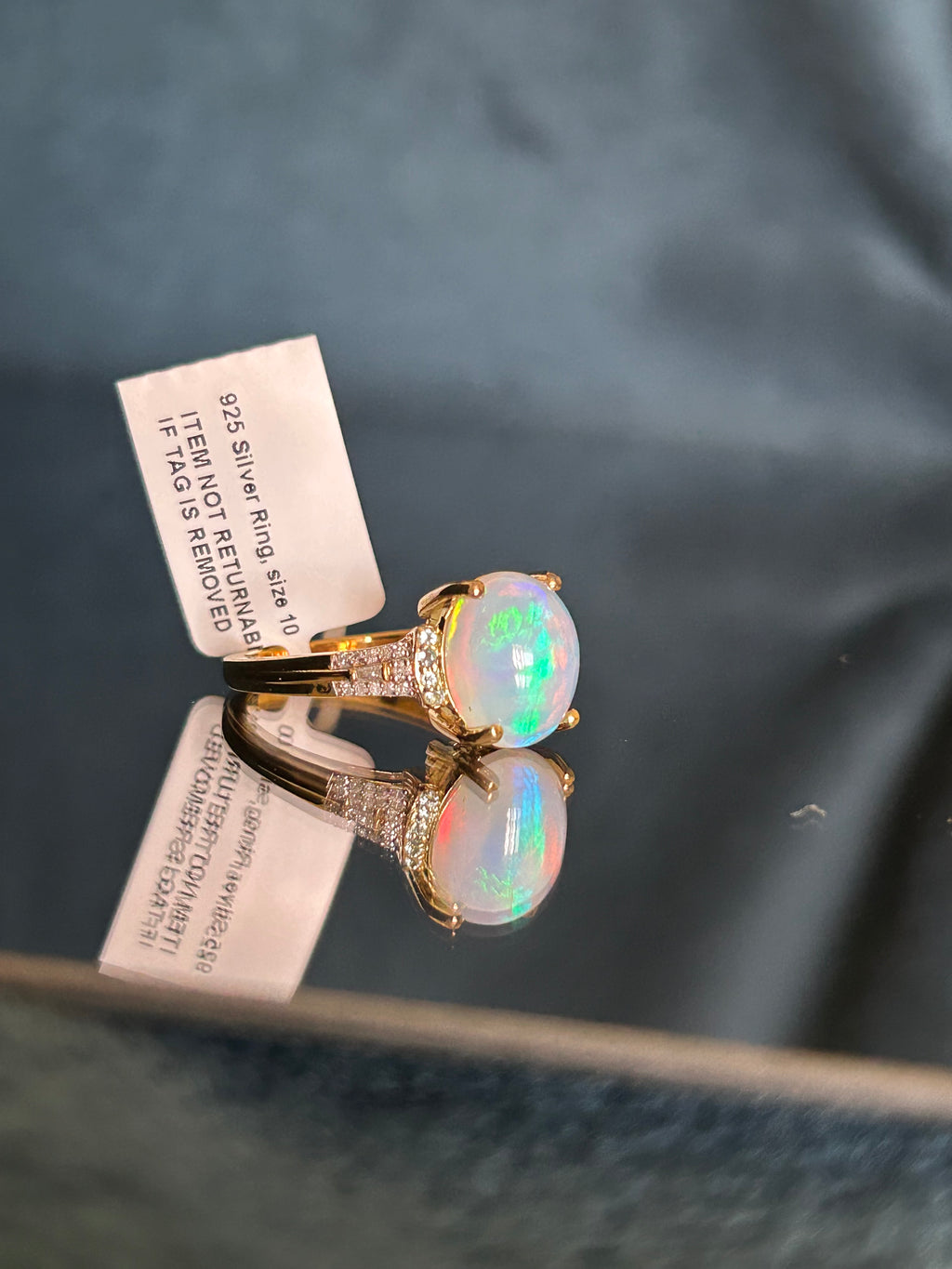 Opal Ring With Diamond and Tourmaline Accents