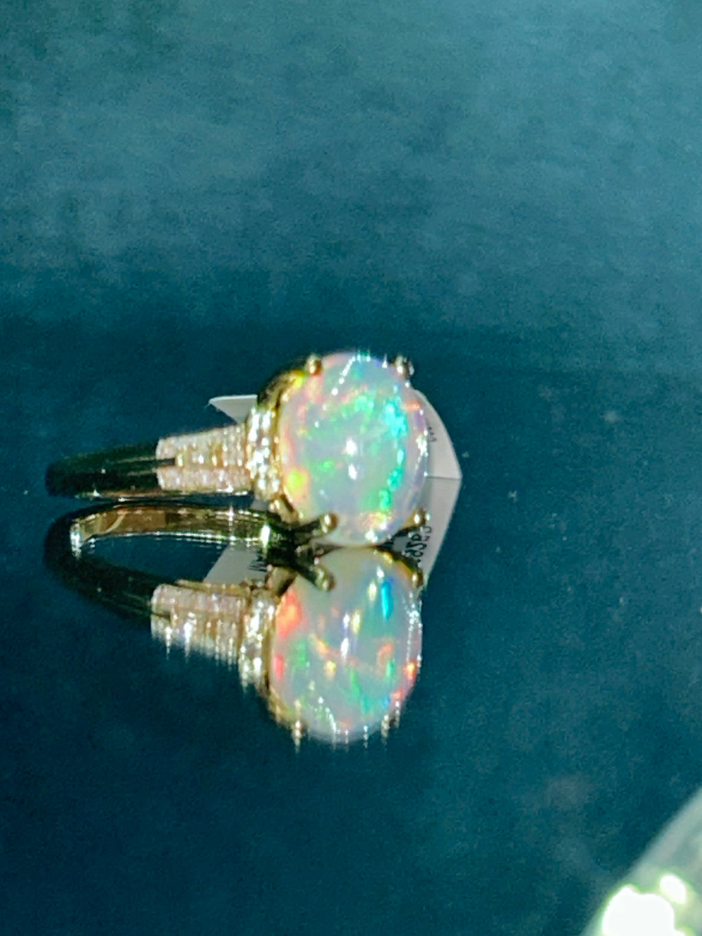 Opal Ring With Diamond and Tourmaline Accents