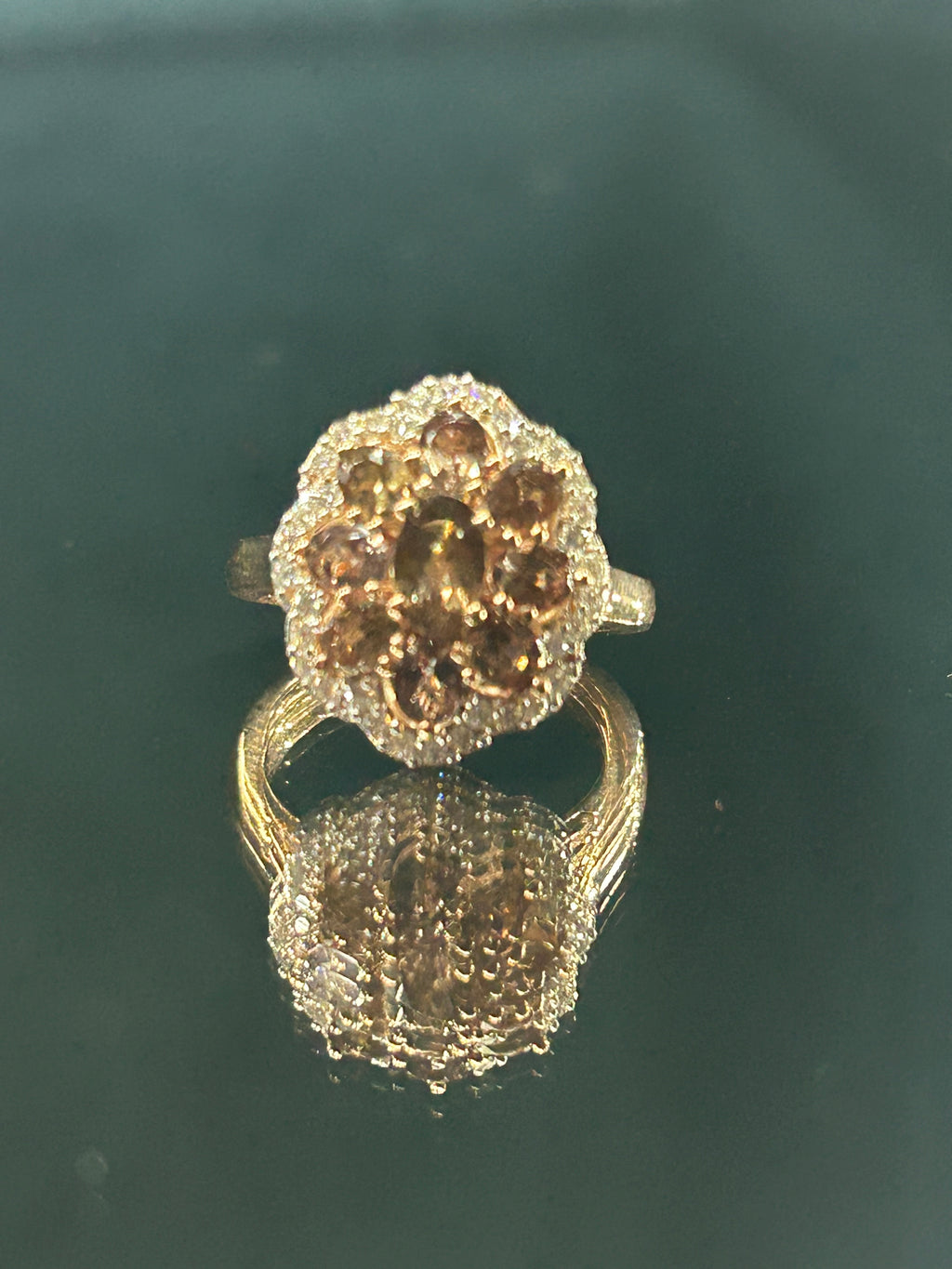 Color Change Garnet and Moissanite Ring